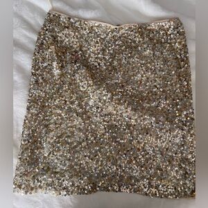 WHITE HOUSE BLACK MARKET Gold Sequin Mini Skirt Size 8